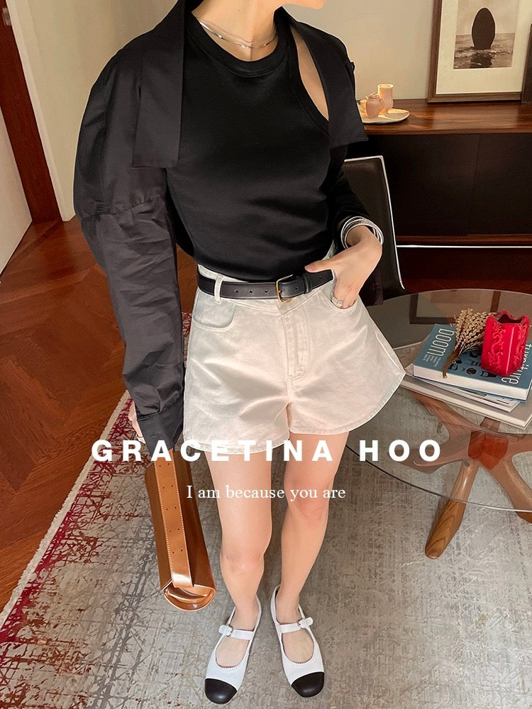 GRACETINA HOO original design feeling lazy wind commuter temperament drop shoulder long sleeve shawl shirt female ins