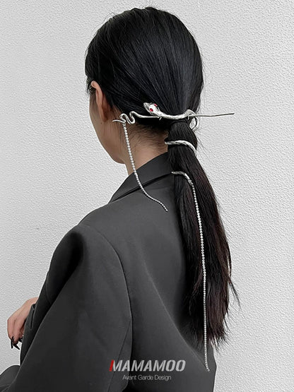 mamamoo new Chinese-style spirit snake hairpin high-level tassel hairpin women's ancient style niche design hair accessories female hairpin