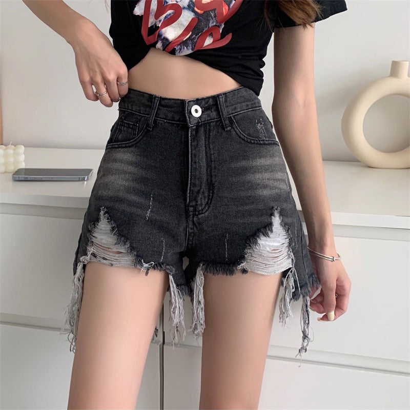Niche jeans women's summer hot girls high waist hot pants design raw e –  Lee Nhi Boutique