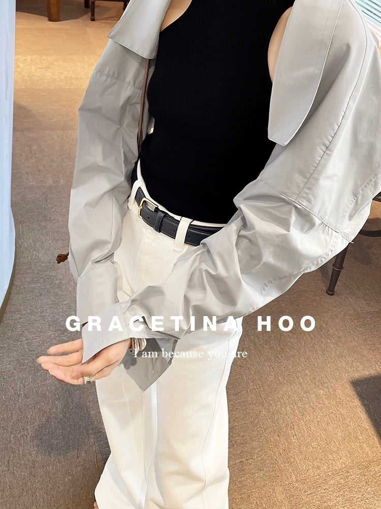 GRACETINA HOO original design feeling lazy wind commuter temperament drop shoulder long sleeve shawl shirt female ins