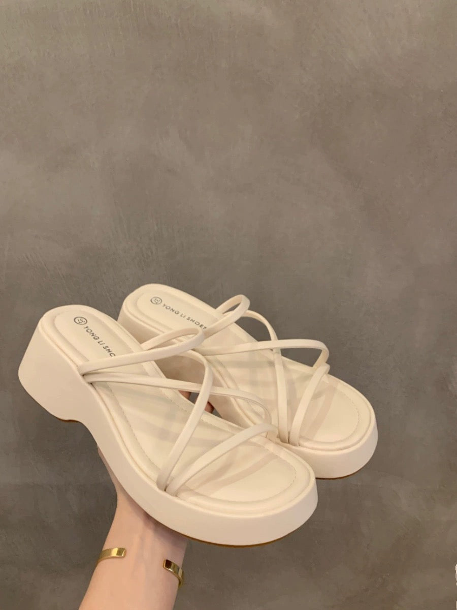 Sandals Women Fashion Women'S Casual Shoes Breathable Thick-Soled Wedges  Leisure Sandals Womens Sandals Pu White 38 - Walmart.com