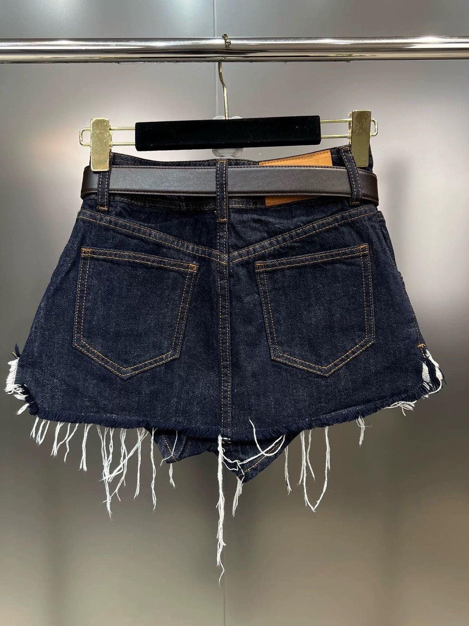 Grapefruit MM 2023 summer belt decoration raw edge fringe with leak-proof pants sweet cool style denim half skirt trendy