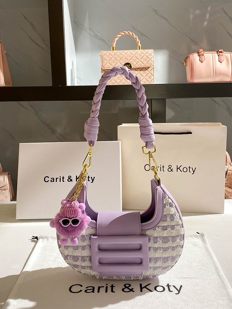 Carit Koty popular crescent moon bag this year 2023 new hand-woven niche armpit bag wrinkled baguette