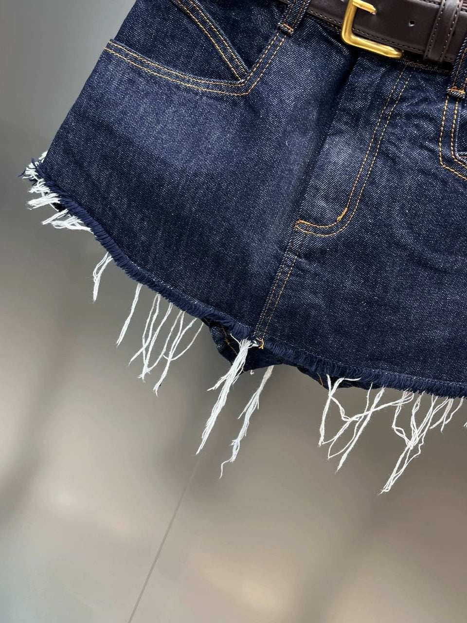 Grapefruit MM 2023 summer belt decoration raw edge fringe with leak-proof pants sweet cool style denim half skirt trendy