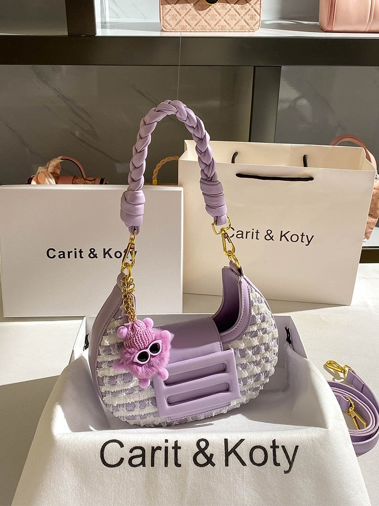 Carit Koty popular crescent moon bag this year 2023 new hand-woven niche armpit bag wrinkled baguette