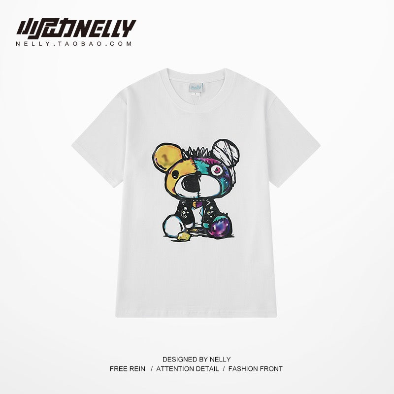 Korean version of personality cartoon printing summer loose T