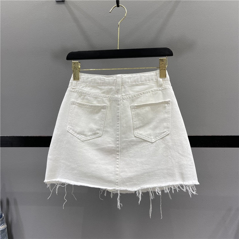 White Denim Skirt Slit Open Denim Skirt Thick Cotton White Midi Skirt Jean  Skirt White Denim Skirt for Women Minimalist Skirt Jean Skirt - Etsy