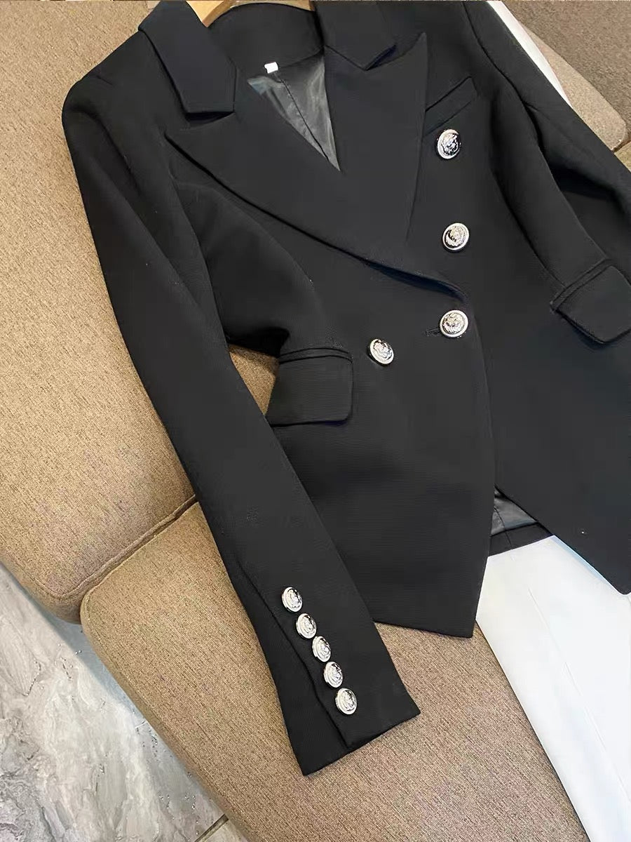 European goods high-end tops high-end goddess fan niche designer fried street suit black suit jacket female 6750