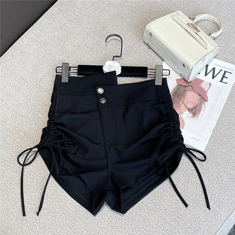 2022 summer new western style all-match slim slimming design irregular drawstring sexy hot pants shorts women 1621