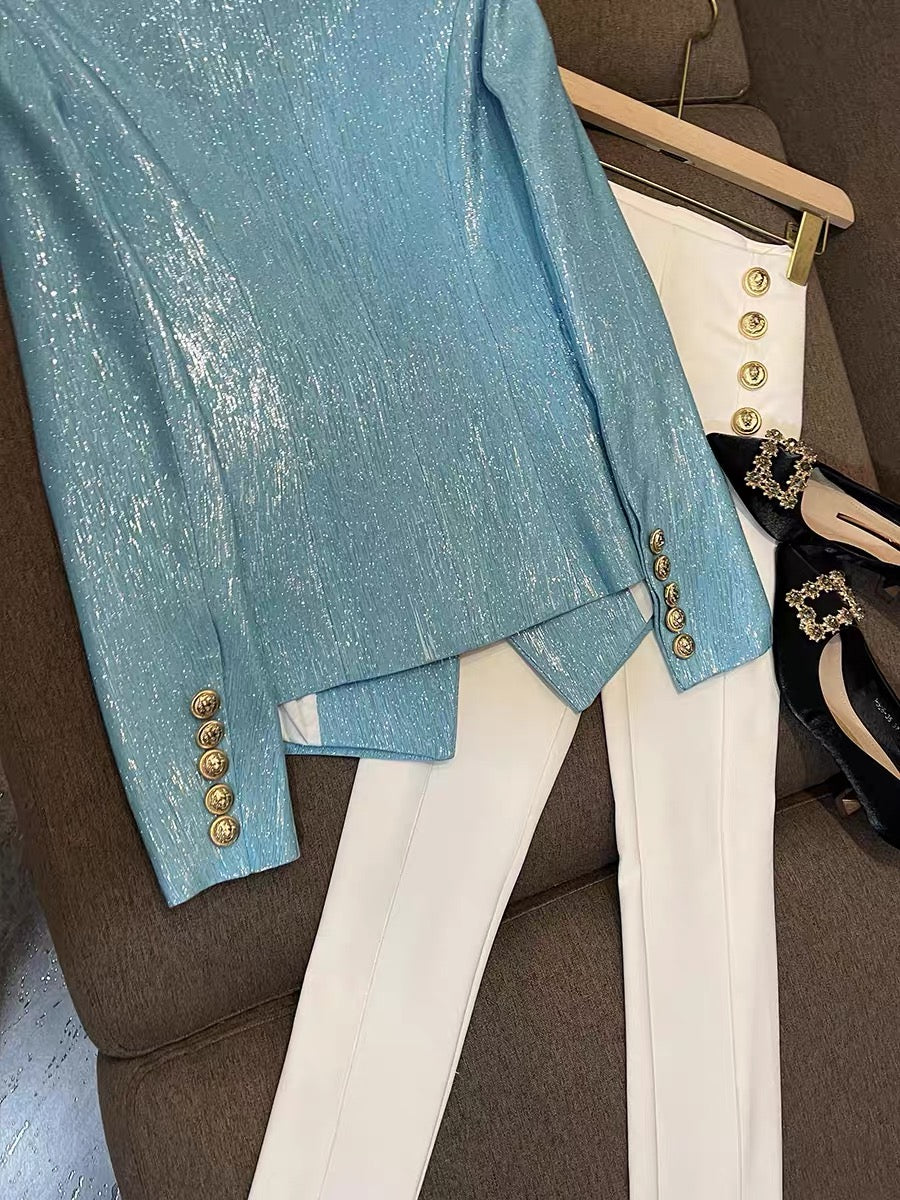 Shenzhen Nanyou high-end European goods Korean Italian-style Neapolitan suit top blue suit jacket female 6857