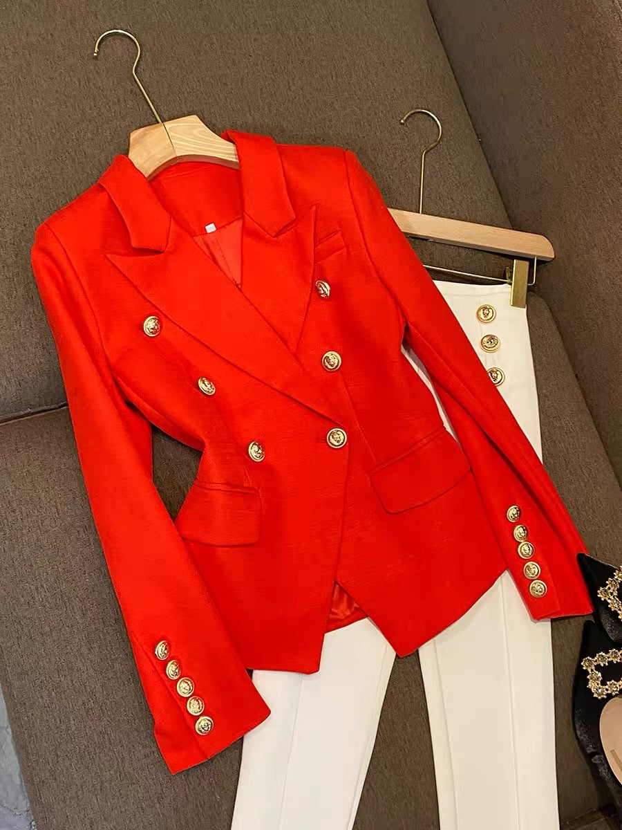 European station European goods niche design sense red high-end new casual custom suit suit jacket female 6859