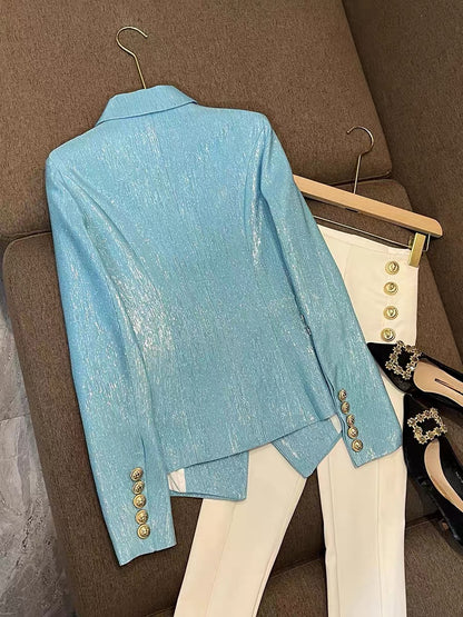 Shenzhen Nanyou high-end European goods Korean Italian-style Neapolitan suit top blue suit jacket female 6857