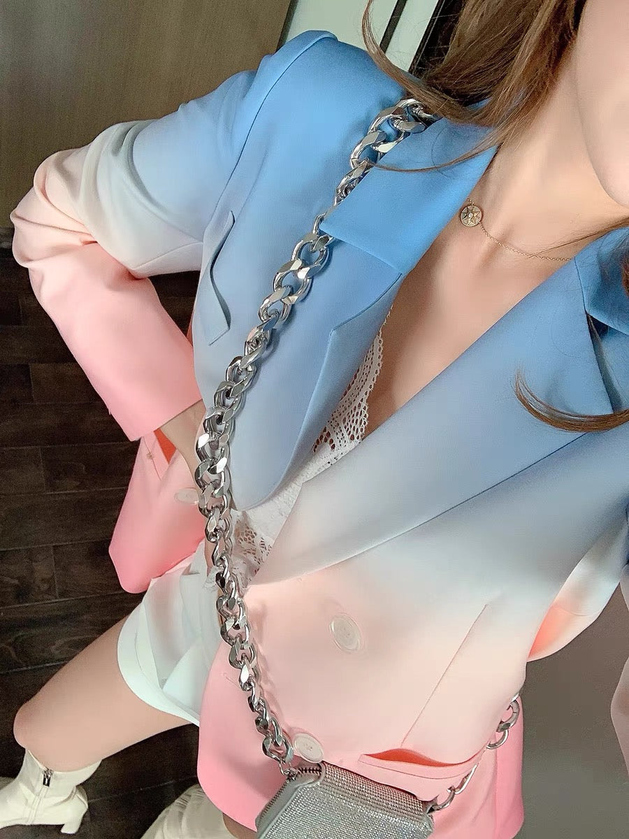 (Pre-order)Bingbing is here temperament Thailand tide brand niche gradient high-end sense top small suit jacket female 2021 new autumn