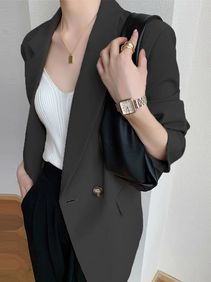 (Pre-Order) Khaki high-end drape small suit jacket 2022 new spring and autumn loose temperament thin ladies suit top