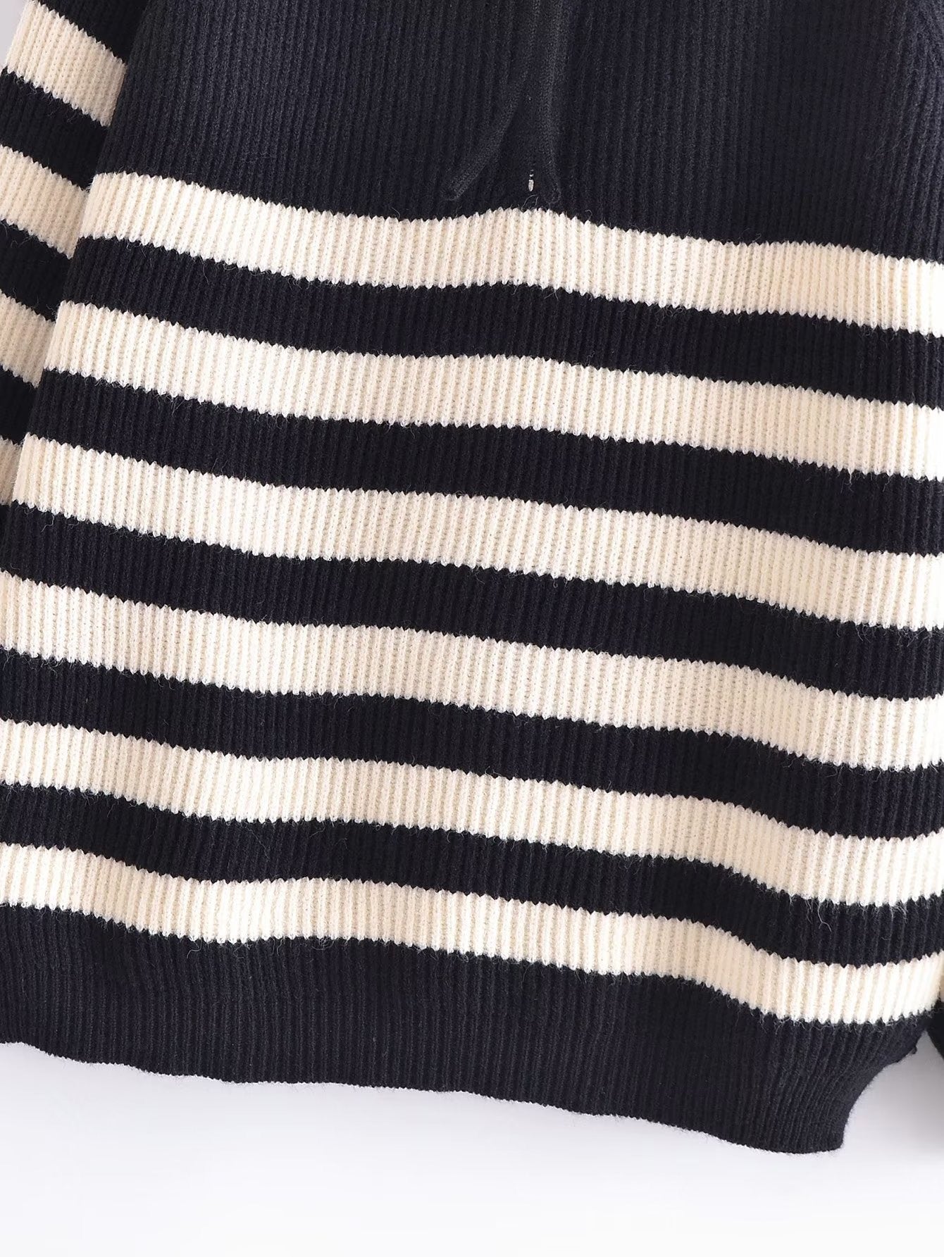 KASLEAD new women's clothing European and American style design sense niche half zipper striped sweater loose knitwear