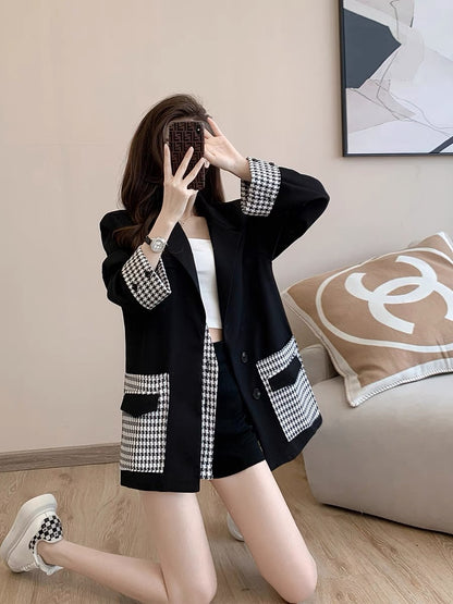 2022 autumn new French retro temperament light familiar style loose and thin high-end fashion hit color suit jacket women