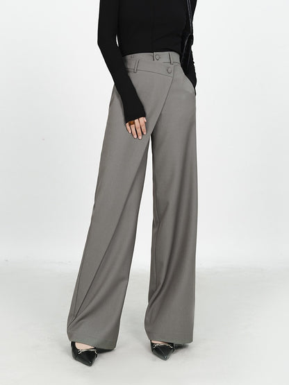 Wide-leg pants women's high-waist drape 2023 spring new irregular niche design sense straight slim suit trousers