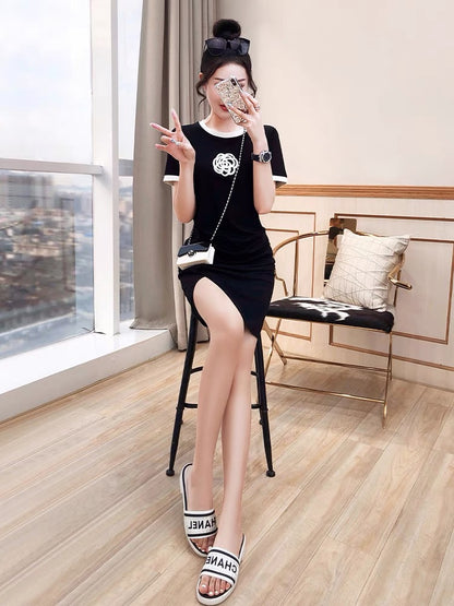 Skirt Royal sister light mature style women's clothing 2022 new summer temperament sexy bag hip waist black hot girl dress