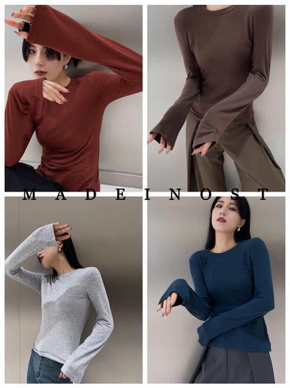 Classic all-match~MADEINOST all-match original high-quality round neck high elastic long-sleeved bottoming shirt T-shirt autumn women