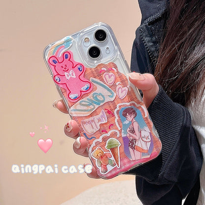 Xu Mengjie's same model is suitable for iphone13promax transparent Apple 12 mobile phone case 11 new xr female 14 net red all-inclusive 14plus anti-fall 13pro sweet cool 12pro millennium style graffiti trend