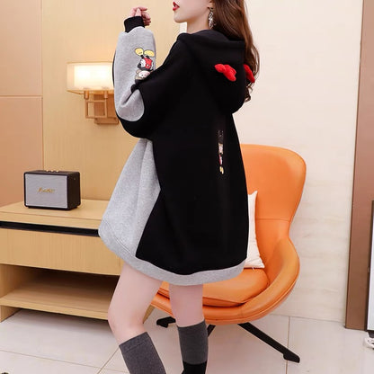 Fleece and thickened hooded sweater jacket women's 2022 new autumn and winter hot styles fashion foreign style loose design tops