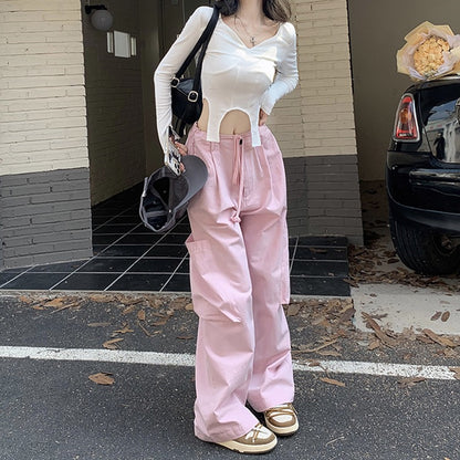 Cool hot girl overalls autumn 2023 new high waist slimming fashion wide-leg pants ins casual pants women's trousers