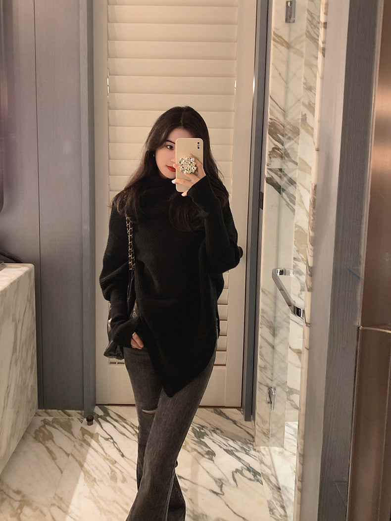 famouswang2022 winter new design sense small crowd knitted sweater cloak top female small