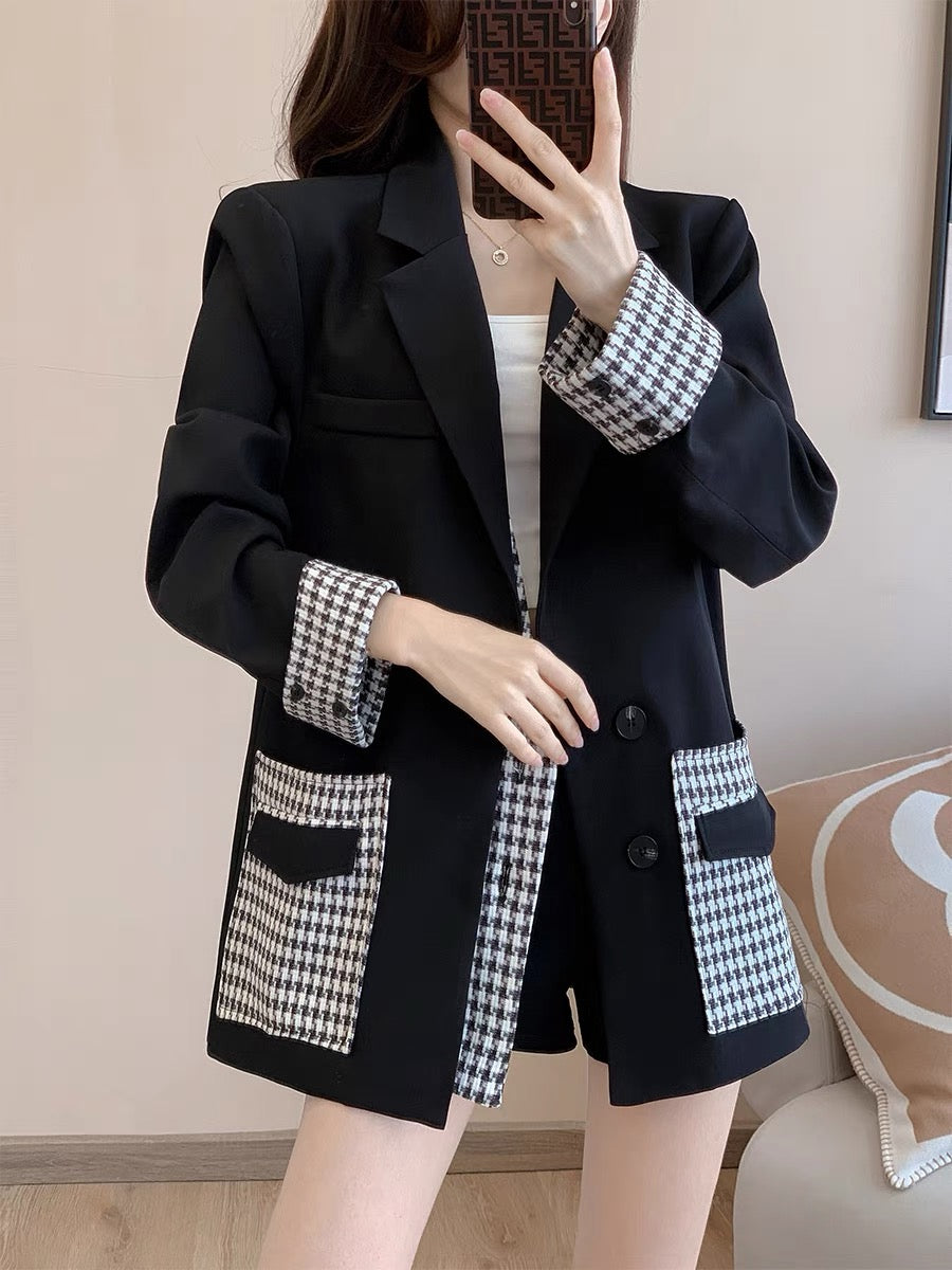 2022 autumn new French retro temperament light familiar style loose and thin high-end fashion hit color suit jacket women