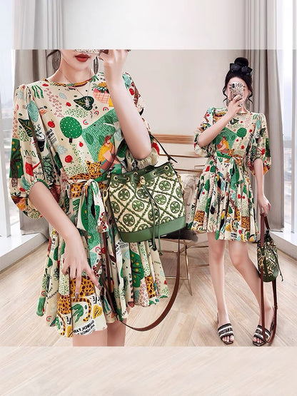 Royal sister skirt women's clothing 2022 new summer dress small waist classic style floral ladies light luxury dress summer