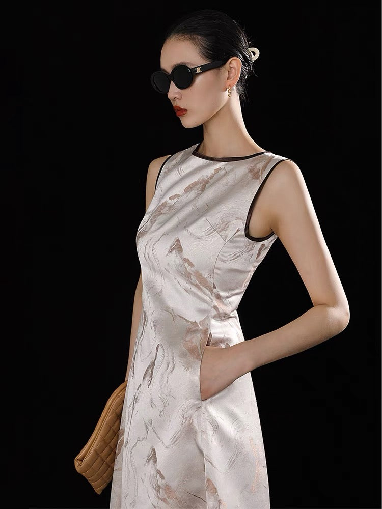 WANGXO new Chinese style improved cheongsam dress female summer 2022 new sleeveless printed vest skirt