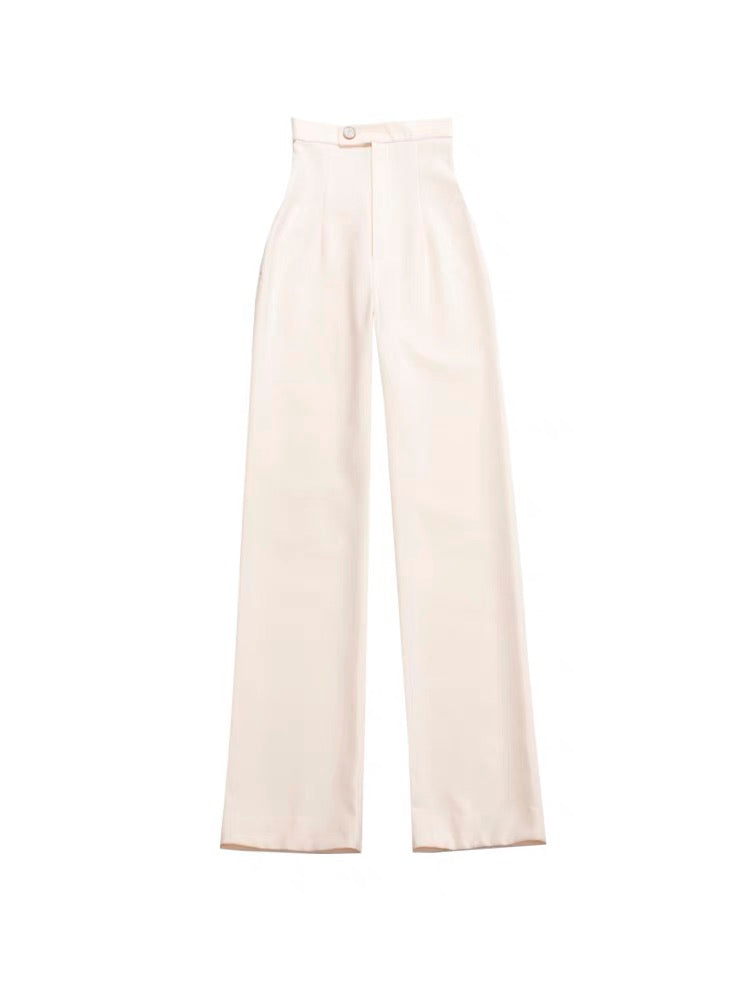 Le palais vintage original one piece long-legged hot girl ultra-high waist thin white cigarette pants