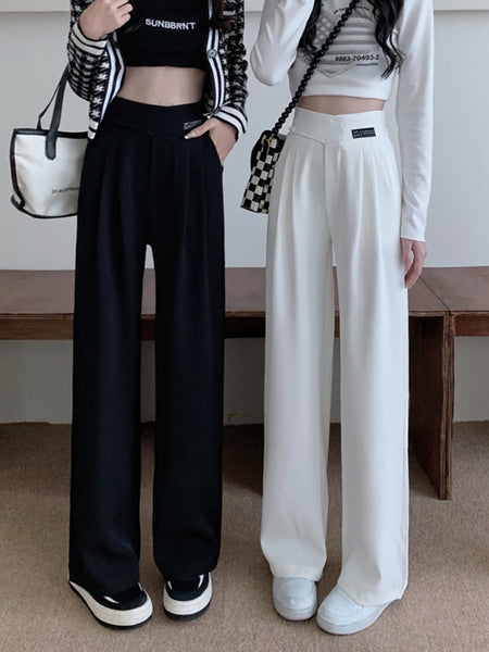 2022 Spring new Korean style high waist drape mopping wide leg long pants  all-match loose straight leg casual pants women