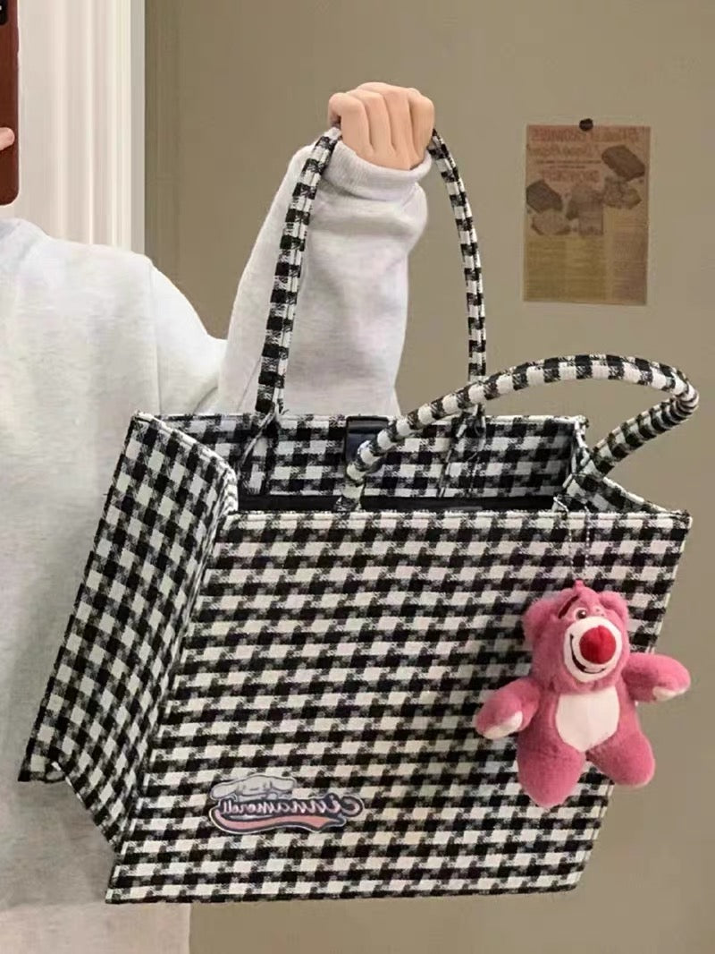 Checkerboard Tote Bag, Large Capacity Portable Shoulder Bag, Commuting  Large Bag For Women