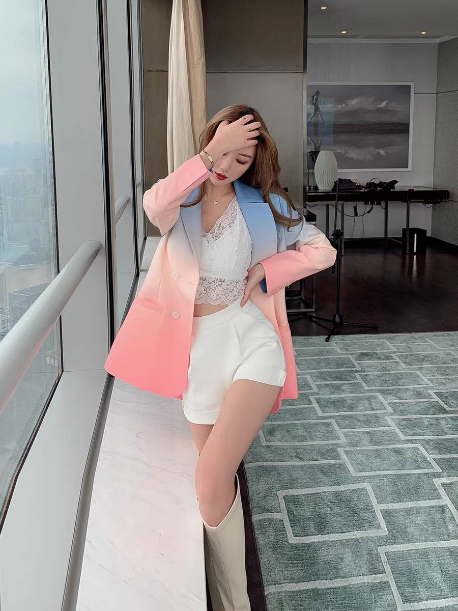 (Pre-order)Bingbing is here temperament Thailand tide brand niche gradient high-end sense top small suit jacket female 2021 new autumn