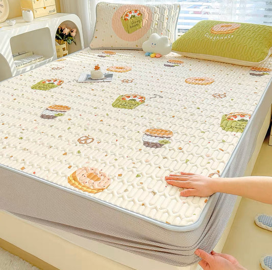 Latex Ice Silk Mat Fitted Sheet Summer Mat Three-piece Set Washable Summer Single Children's Air Conditioning Mat Mattress