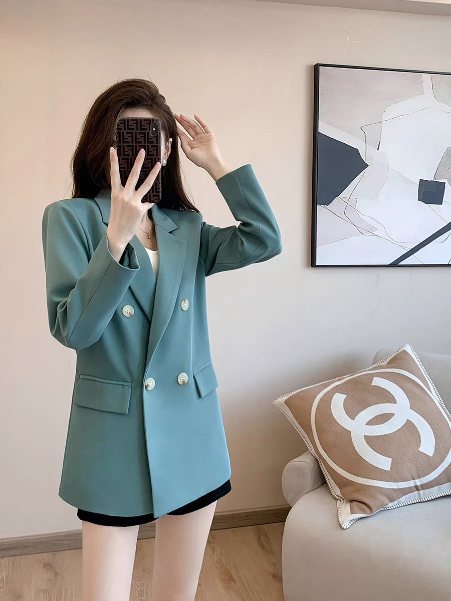 French retro light familiar style suit top women's 2022 autumn new high-end fashion stitching small suit jacket