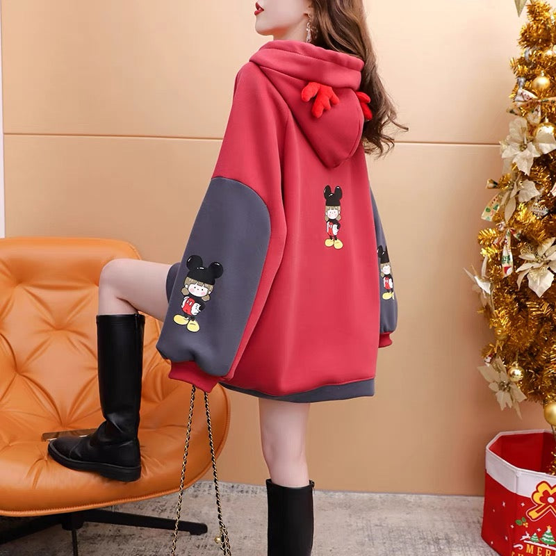 Fleece and thickened hooded sweater jacket women's 2022 new autumn and winter hot styles fashion foreign style loose design tops