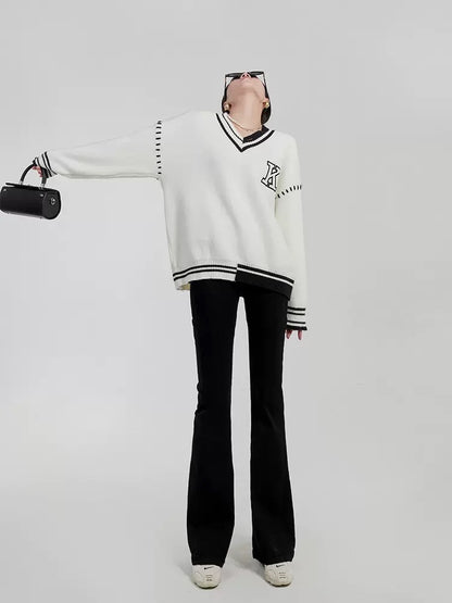 LLL LAB/college soft waxy lazy wind sweater oversize lazy wind loose niche high-end knitted sweater 1648