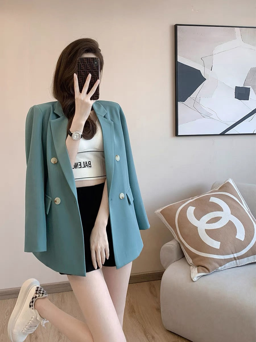 French retro light familiar style suit top women's 2022 autumn new high-end fashion stitching small suit jacket