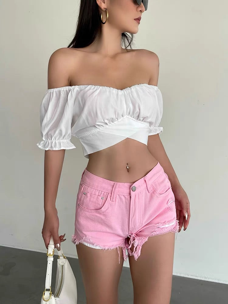 Well also hot girl ripped denim shorts women's 2022 summer new thin niche high waist show thin raw edge hot pants