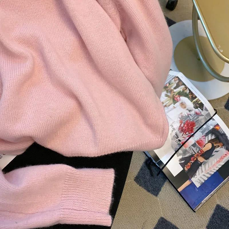 Korean style gentle style first love pink sweater women's spring clothes 2022 new design sense niche chic top clothes