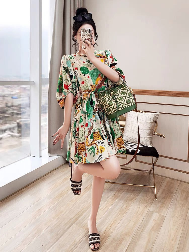 Royal sister skirt women's clothing 2022 new summer dress small waist classic style floral ladies light luxury dress summer