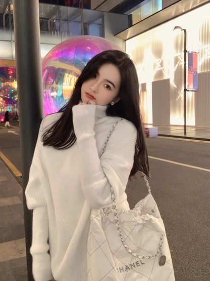 famouswang2022 winter new design sense small crowd knitted sweater cloak top female small