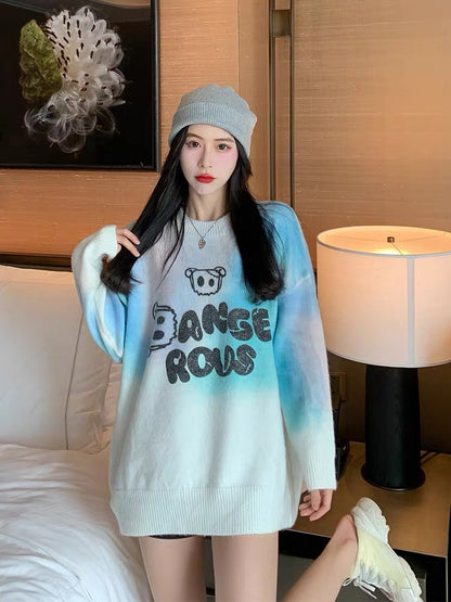 Popular Exquisite Sweater Women's Loose Outer Wear Korean Style Western-style Age-Reducing Autumn and Winter Thickened Mid-Length Pullover Knitted Top