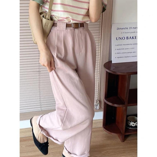 Milk fufu pants small summer casual pants thin women's high waist drape loose straight tube mopping pants suit pants