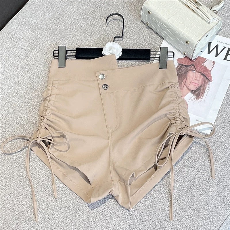 2022 summer new western style all-match slim slimming design irregular drawstring sexy hot pants shorts women 1621