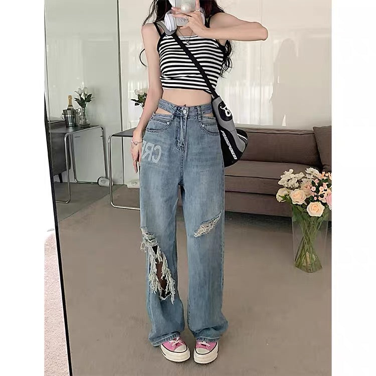 Small retro high-waisted bootcut jeans 2023 new hot girl chic slim