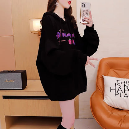 Korean style lazy wind hooded sweater women's 2022 new autumn and winter hot styles fashionable foreign style loose oversize jacket