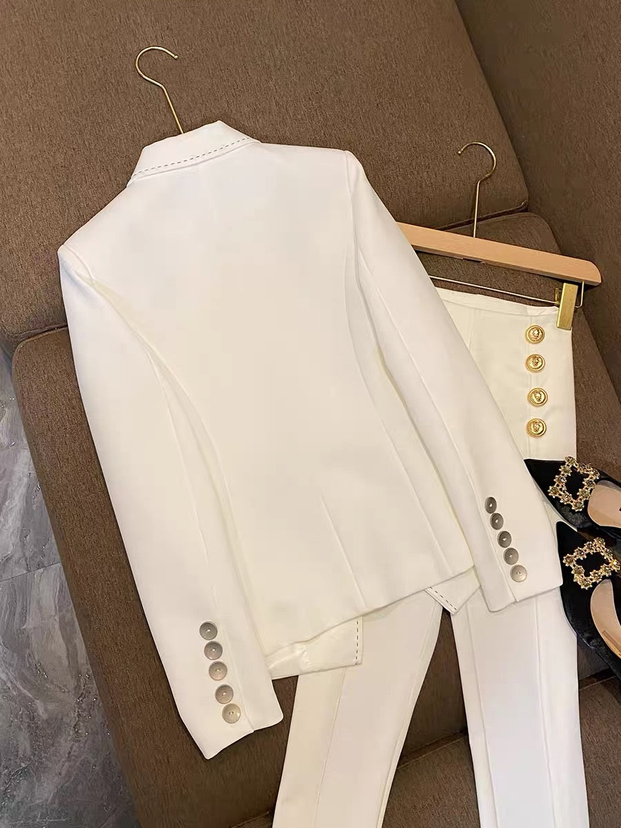 High-end European goods are all empty high-end sense fried street niche high-end professional white suit suit jacket 6840