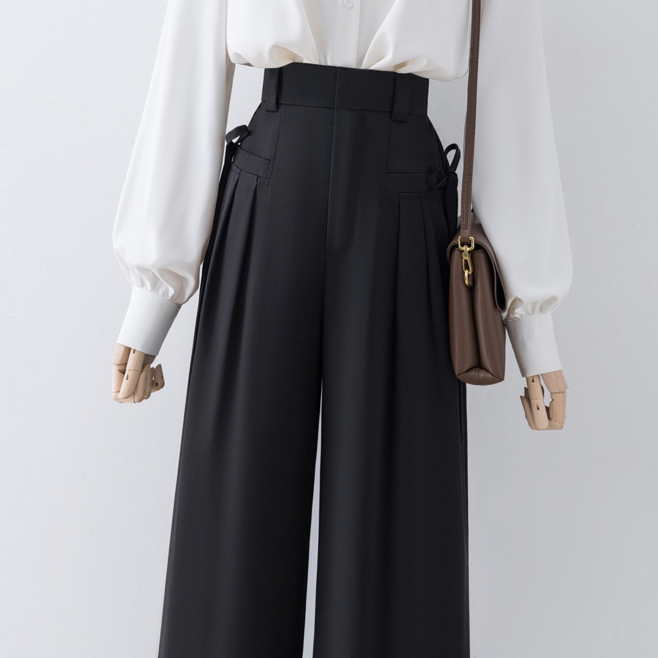 Black casual wide-leg pants women's autumn and winter 2022 new high-waisted vertical mopping pants small suit pants